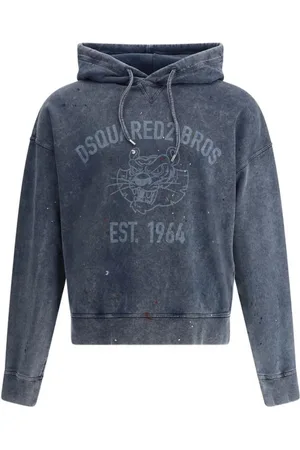 Dsquared2 Sweathshirts & Hoodies, Herre, Blå, XL, Bomuld, Vintage hættetrøje med Maxi frontprint