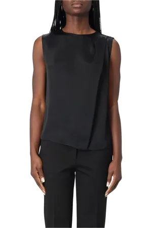 Twin-Set Top, Dame, Sort, L, Sort Silkeærmetop uden ærmer
