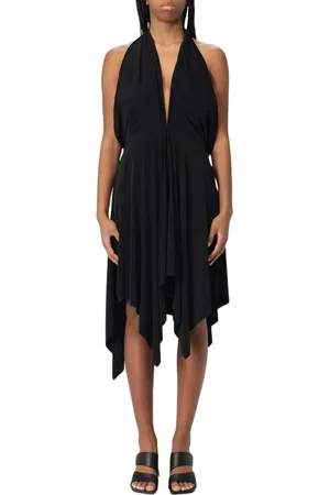 Norma Kamali Kjole, Dame, Sort, S, Polyester, Asymmetrisk Halterneck Kjole