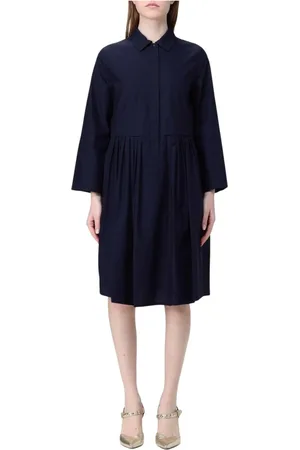 Emporio Armani Kjole, Dame, Blå, XS, Bomuld, Elegant Hvid Plisseret Midi Kjole