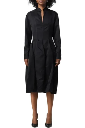 Bottega Veneta Kjole, Dame, Sort, 2XS, Elegant Silkekjole Midi