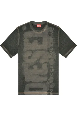 Diesel Top, Herre, Grøn, M, Unik Superlogo T-shirt Very/Black