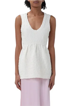 Jil Sander Top, Dame, Hvid, M, Bomuld, Hvid Ærmeløs Top i Bomuld