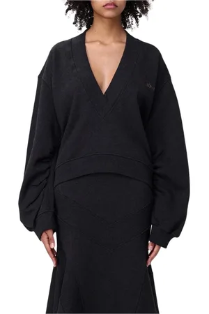 The Attico Strik, Dame, Grå, 3XS, Uld, Grå V-hals Sweatshirt Nederdel Sæt