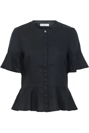 INWEAR Bluser & Skjorter, Dame, Sort, S, Sort Skjorte med Ruffle Ærmer