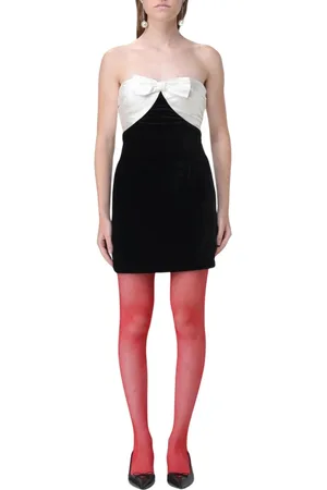 Alessandra Rich Kjole, Dame, Sort, XS, Elegant Velvet Mini Dress with Bow