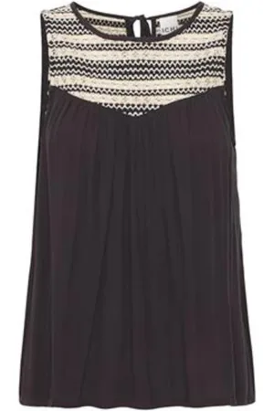 Ichi Top, Dame, Brun, 3XL, Uld, Hæklet Ærmeløs Top