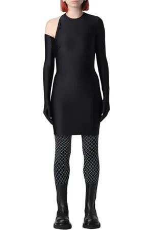 Balenciaga Kjole, Dame, Sort, 2XS, Uld, Moderne OneShoulder Mini Kjole