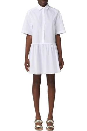 Patrizia Pepe Kjole, Dame, Hvid, XS, Bomuld, Hvid Poplin Mini Kjole