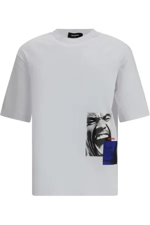 Dsquared2 Top, Herre, Hvid, M, Bomuld, Grafisk Print Kortærmet T-shirt