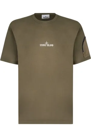 Stone Island Top, Herre, Grøn, L, Bomuld, Zip Pocket Bomulds T-shirt