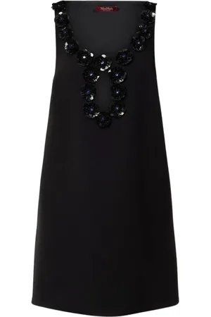 Max Mara Kjole, Dame, Sort, XS, Uld, Sort Paillet Skiftekjole