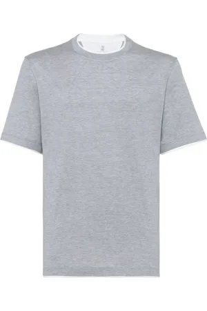 Brunello Cucinelli Top, Herre, Grå, XL, Bomuld, Grå Jersey Crew Neck T-shirt