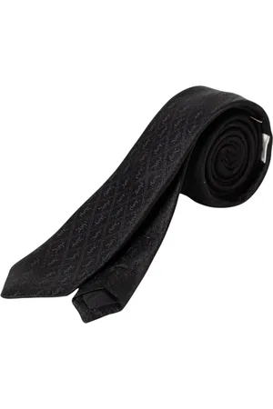 Saint Laurent Tilbehør, Herre, Sort, L, Luksus Sort Mønstret Silkeslips