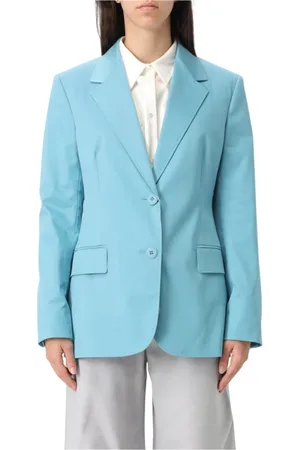 Max Mara Jakke, Dame, Blå, XS, Blå Jakker til Trendy Yuppy