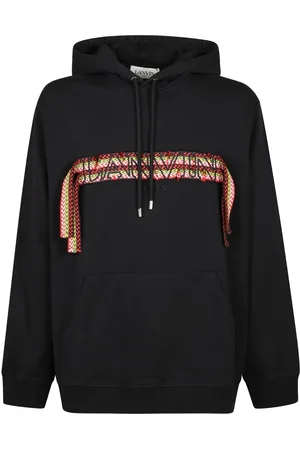 Lanvin Sweathshirts & Hoodies, Herre, Sort, L, Oversized Hoodie med Kantblonde