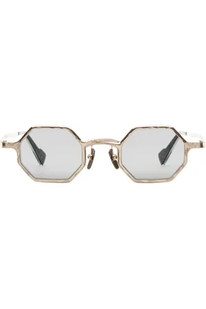 KUBORAUM Tilbehør, Dame, Lyserød, ONE SIZE, Uld, Hexagonal Rose Gold Briller med Grå Linse