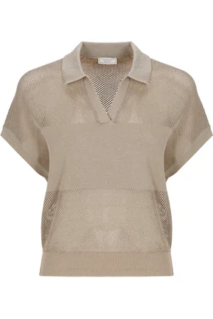 PESERICO SIGN Top, Dame, Brun, XS, Bomuld, Brun Bomuldsblandet Sweater med Lurex