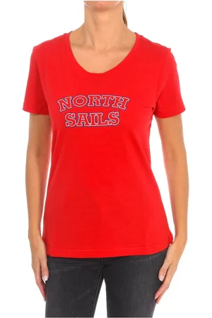 North Sails Top, Dame, Rød, L, Bomuld, Kortærmet T-shirt med Ribhals