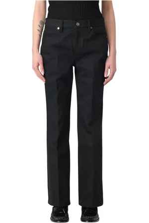 Jil Sander Jeans, Dame, Sort, W26, Uld, Hvide Straight Leg Jeans