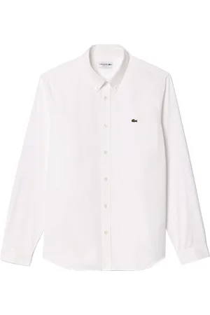 Lacoste Skjorte, Herre, Hvid, L, Bomuld, Klassisk langærmet skjorte til mænd