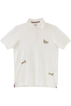 Paul Smith Top, Herre, Hvid, S, Bomuld, Leopardpræget polo i hvid
