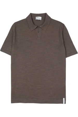 BROOKSFIELD Top, Herre, Brun, XL, Strikket Polo Skjorte Regular Fit Kort Ærme
