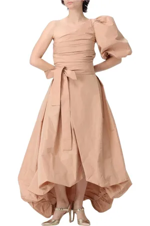 Pinko Kjole, Dame, Lyserød, 2XS, Uld, Elegant Puff Sleeve Wrap Kjole