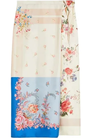 Max Mara Nederdel, Dame, Flerfarvet, M, Silke Patchwork Wrap Nederdel Peggi