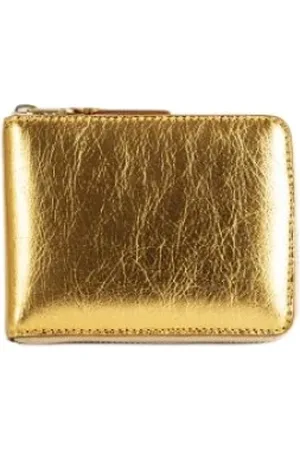 Comme des Garçons Tilbehør, Dame, Gul, ONE SIZE, Uld, Guld Patentlæder Pung med Lynlås