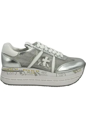 Premiata Sko, Dame, Grå, 37 EU, Uld, Metallic Silver Sneaker Beth Model