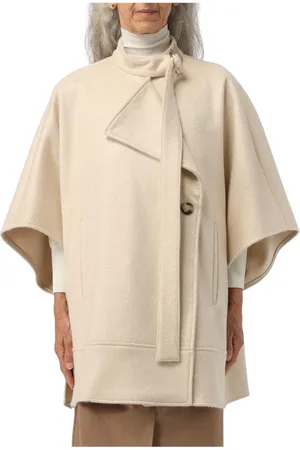 Max Mara Jakke, Dame, Brun, ONE SIZE, Uld, Brun Uldkappefrakke