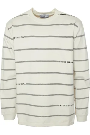 Stone Island Top, Herre, Hvid, L, Sweatshirt med Allover Logo Print