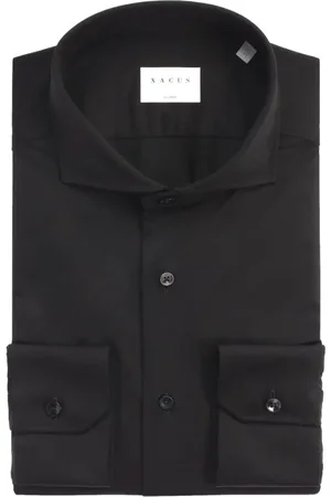 Xacus Skjorte, Herre, Sort, 3XL, Sort Twill Fransk Krave Skjorte Skræddersyet Pasform