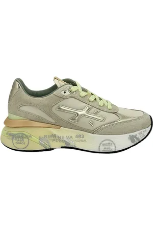 Premiata Sko, Herre, Flerfarvet, 40 EU, Nylon, Beige Nylon Sneaker med Metallic Logo