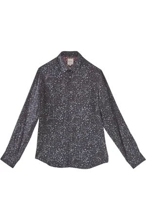 Paul Smith Skjorte, Herre, Flerfarvet, M, Leopard Print Blå Langærmet Skjorte