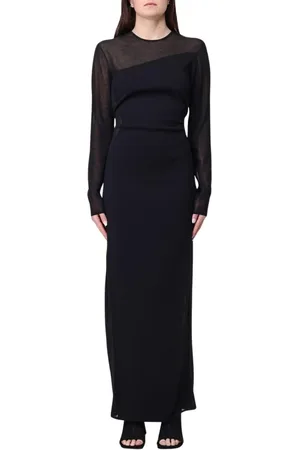 Stella McCartney Kjole, Dame, Sort, XS, Elegant Sheer Yoke Maxi Kjole
