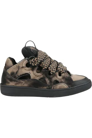 Lanvin Sko, Herre, Brun, 43 EU, Læder, Læder Curb Sneakers med reflekterende detaljer