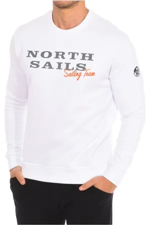 North Sails Sweathshirts & Hoodies, Herre, Hvid, L, Nylon, Ribbet Rund Hals Sweatshirt