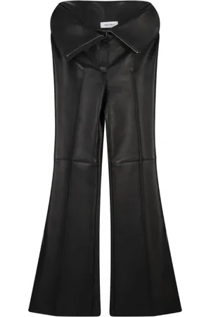Alexander McQueen Bukser, Dame, Sort, XS, Læder, Sort læderbukser med opslået talje