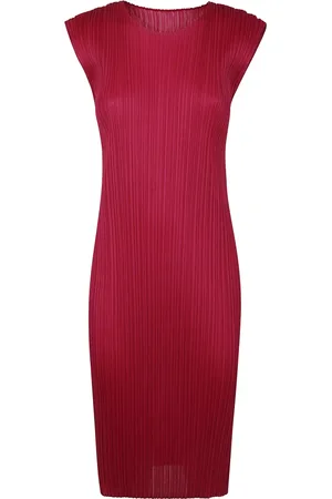 Issey Miyake Kjole, Dame, Rød, L, Farverige Midi Kjole Basics