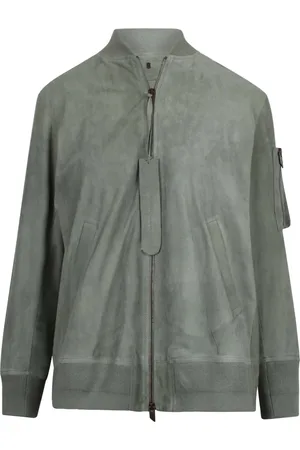 SALVATORE SANTORO Jakke, Dame, Grøn, M, Suede, Suede Bomberjakke med Ribdetaljer