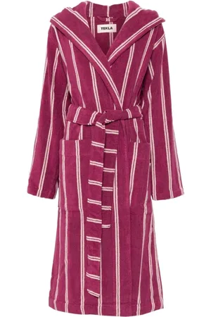 Tekla Nightwear & Lounge, Dame, Lyserød, M, MultiColour Klassisk Hættet Badekåbe