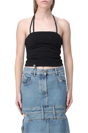 The Attico Top, Dame, Sort, XS, Uld, Sort Halterneck Ærmeløs Top