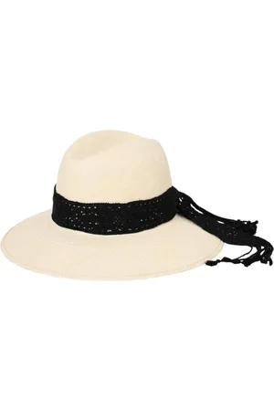 Borsalino Tilbehør, Dame, , S, Bomuld, Elegant Sort Hæklet Bånd Hat