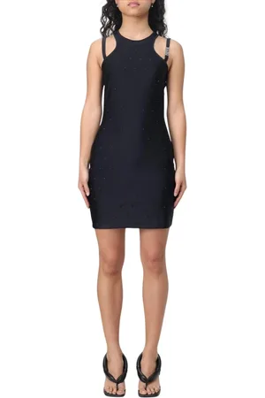 VERSACE Kjole, Dame, Sort, XS, Polyester, Sort Rhinestone Mini Kjole