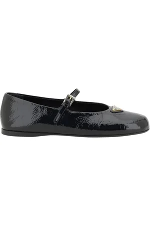 Prada Sko, Dame, Sort, 38 1/2 EU, Læder, Sort Patentlæder Mary Jane Flats