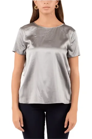 Emporio Armani Bluser & Skjorter, Dame, Grå, L, Uld, Stilfuld Top Donna