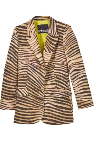 Roberto Cavalli Jakke, Dame, Flerfarvet, S, Polyester, Animalier Cady Jakke Enkelt Knap Print