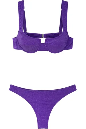 F**K Badetøj, Dame, Lilla, XL, Bikini Donna Reggiseno med bøjle og fast amerikansk slip Lilla 1142-Pr